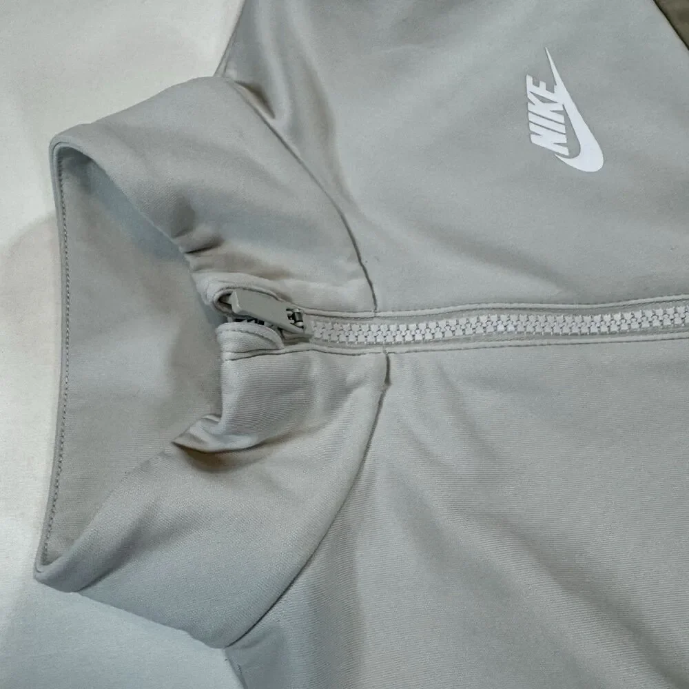Nike Sportswear Tech Fleece Full Zip Jacket Youth Medium Gray Beige Logo